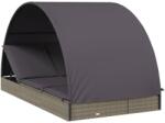 vidaXL Sezlong 2 persoane acoperis rotund gri 211x112x140 cm poliratan GartenMobel Dekor (319655)