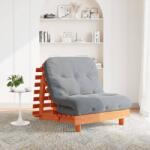 vidaXL Canapea futon cu saltea, maro, 90x206x11 cm, lemn masiv de pin GartenMobel Dekor (846763) Canapea