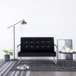 vidaXL Canapea cu 2 locuri cu brate, negru, crom si catifea GartenMobel Dekor (282163) Canapea