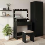 vidaXL Masa de Machiaj Stejar Negru 75, 5 x 41 x 135 cm Lemn compozit GartenMobel Dekor (865110)