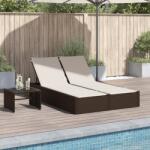 vidaXL Sezlong dublu cu perne, maro, poliratan GartenMobel Dekor (368629)