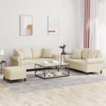 vidaXL Set de canapele cu perne, 3 piese, crem, piele ecologica GartenMobel Dekor (3202166) Canapea