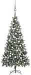 vidaXL Brad Craciun artificial pre-iluminat globuri/conuri pin 210 cm GartenMobel Dekor (3077897)
