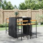 vidaXL Scaune de bar, 4 buc, negru, poliratan si lemn masiv de acacia GartenMobel Dekor (362608)