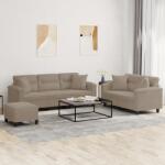 vidaXL Set de canapele cu perne, 3 piese, gri taupe, microfibra GartenMobel Dekor (3202356) Canapea