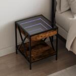 vidaXL Noptiera cu LED infinity, stejar fumuriu, 40x40x49 cm GartenMobel Dekor (3284098)