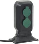 vidaXL Priza de exterior cu tarus si 2 cai, negru/verde, 15, 5x11x24 cm GartenMobel Dekor (4010100)