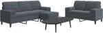 vidaXL Set de canapele cu perne, 3 piese, gri închis, catifea GartenMobel Dekor (3278402) Canapea