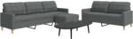 vidaXL Set de canapele cu taburet, 3 piese, gri închis, textil GartenMobel Dekor (3278328) Canapea