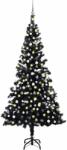 vidaXL Brad Craciun pre-iluminat cu set globuri, negru, 210 cm, PVC GartenMobel Dekor (3077677)