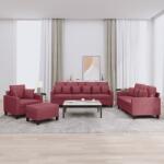 vidaXL Set canapea cu perne, 4 piese, rosu vin, material textil GartenMobel Dekor (3201646) Canapea