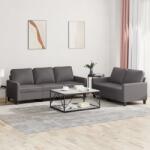 vidaXL Set de canapele cu perne, 2 piese, gri, piele ecologica GartenMobel Dekor (3201420) Canapea