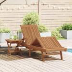 vidaXL Sezlong cu perna 1-persoana 2 pcs Maro Lemn solid de tec GartenMobel Dekor (42008013)