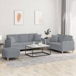 vidaXL Set de canapele cu perne, 3 piese, gri deschis, textil GartenMobel Dekor (3202142) Canapea