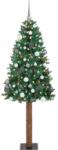 vidaXL Brad de Craciun subtire Verde 210 cm PVC si lemn de PIN masiv GartenMobel Dekor (3394876)