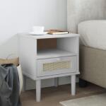 vidaXL Noptiera SENJA, aspect ratan alb, 40x35x48 cm, lemn masiv pin GartenMobel Dekor (358011)