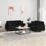 vidaXL Set de canapele cu perne, 2 piese, negru, material textil GartenMobel Dekor (3202106) Canapea