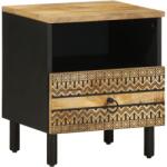 vidaXL Dulap de pat, negru, 40x33x46 cm, lemn masiv de mango brut GartenMobel Dekor (4018634)
