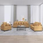 vidaXL Set de canapele cu perne, 3 piese, maro, catifea GartenMobel Dekor (3201687) Canapea