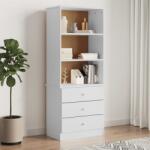 vidaXL Biblioteca cu sertare „ALTA, alb, 60x35x142 cm, lemn masiv pin GartenMobel Dekor (353952) Biblioteca