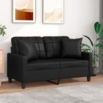 vidaXL Canapea cu 2 locuri cu pernute, negru, 120 cm, piele ecologica GartenMobel Dekor (3200798) Canapea