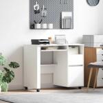 vidaXL Birou cu Roti cu sertar Alb 91 x 50 x 77 cm Lemn compozit GartenMobel Dekor (869530)