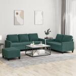 vidaXL Set de canapele cu perne, 3 piese, verde închis, catifea GartenMobel Dekor (3201528) Canapea