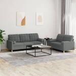 vidaXL Set de canapele cu perne, 2 piese, gri închis, material textil GartenMobel Dekor (3201323) Canapea