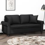 vidaXL Canapea cu 2 locuri cu pernute, negru, 140 cm, piele ecologica GartenMobel Dekor (3200930) Canapea