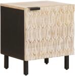 vidaXL Noptiera alba din lemn masiv de mango, 40 x 33 x 46 cm, cu usa (4017860)