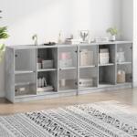 vidaXL Biblioteca cu usi, gri beton, 204x37x75 cm, lemn compozit GartenMobel Dekor (3206534) Comoda