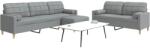 vidaXL Set canapele cu taburet si perne, 3 piese, gri deschis, textil GartenMobel Dekor (3278343) Canapea
