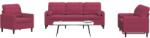 vidaXL Set canapea cu perne/rulouri, 3 piese, rosu vin, catifea GartenMobel Dekor (3278375) Canapea