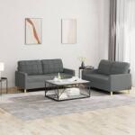 vidaXL Set de canapele cu perne, 2 piese, gri închis, textil GartenMobel Dekor (3201275) Canapea