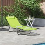 vidaXL Sezlong pliabil cu suport pentru cap Verde Textilene GartenMobel Dekor (42003155)