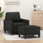 vidaXL Fotoliu canapea cu taburet, negru, 60 cm, material textil GartenMobel Dekor (3201033) Canapea