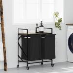 vidaXL Cos de rufe 2 compartimente cu roti stejar fumuriu GartenMobel Dekor (859097)