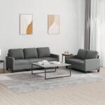 vidaXL Set de canapele cu perne, 2 piese, gri închis, textil GartenMobel Dekor (3201461) Canapea