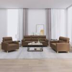 vidaXL Set de canapele cu perne, 3 piese, maro, textil GartenMobel Dekor (3201555) Canapea
