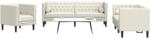 vidaXL Set canapele Chesterfield cu perne rulou 3 piese, crem, catifea GartenMobel Dekor (3209288) Canapea