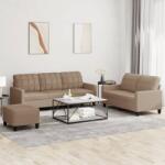 vidaXL Set de canapele cu perne, 3 piese, cappuccino, piele ecologica GartenMobel Dekor (3201387) Canapea