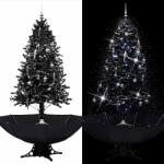 vidaXL Brad de Craciun cu ninsoare si baza umbrela, negru, 190 cm, PVC GartenMobel Dekor (289934)