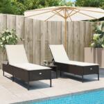 vidaXL Set de sezlonguri, 3 piese, cu perna, poliratan maro GartenMobel Dekor (3284264)