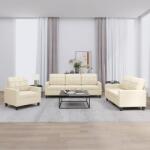 vidaXL Set de canapele cu perne, 3 piese, crem, piele ecologica GartenMobel Dekor (3201339) Canapea