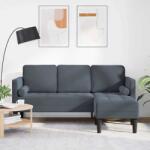 vidaXL Set de canapea cu perna Gri închis Poliester GartenMobel Dekor (42001926) Canapea
