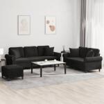 vidaXL Set de canapele cu perne, 3 piese, negru, catifea GartenMobel Dekor (3202285) Canapea