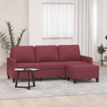 vidaXL Canapea cu 3 locuri si taburet, rosu vin, 180 cm, textil GartenMobel Dekor (3201043) Canapea
