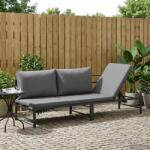 vidaXL Sezlong pentru 3 persoane Negru 200 x 62 x 59, 5 cm Textilena GartenMobel Dekor (42025092)