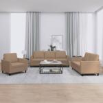 vidaXL Set de canapele cu perne, 3 piese, cappuccino, piele ecologica GartenMobel Dekor (3201744) Canapea