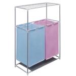 vidaXL Cos sortare rufe, 2 sectiuni, cu un raft superior pentru uscare GartenMobel Dekor (242059)